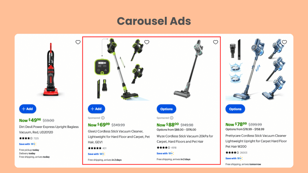 Carousel Ads Walmart