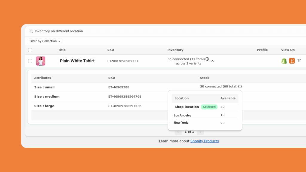 Multi-location inventory sync
