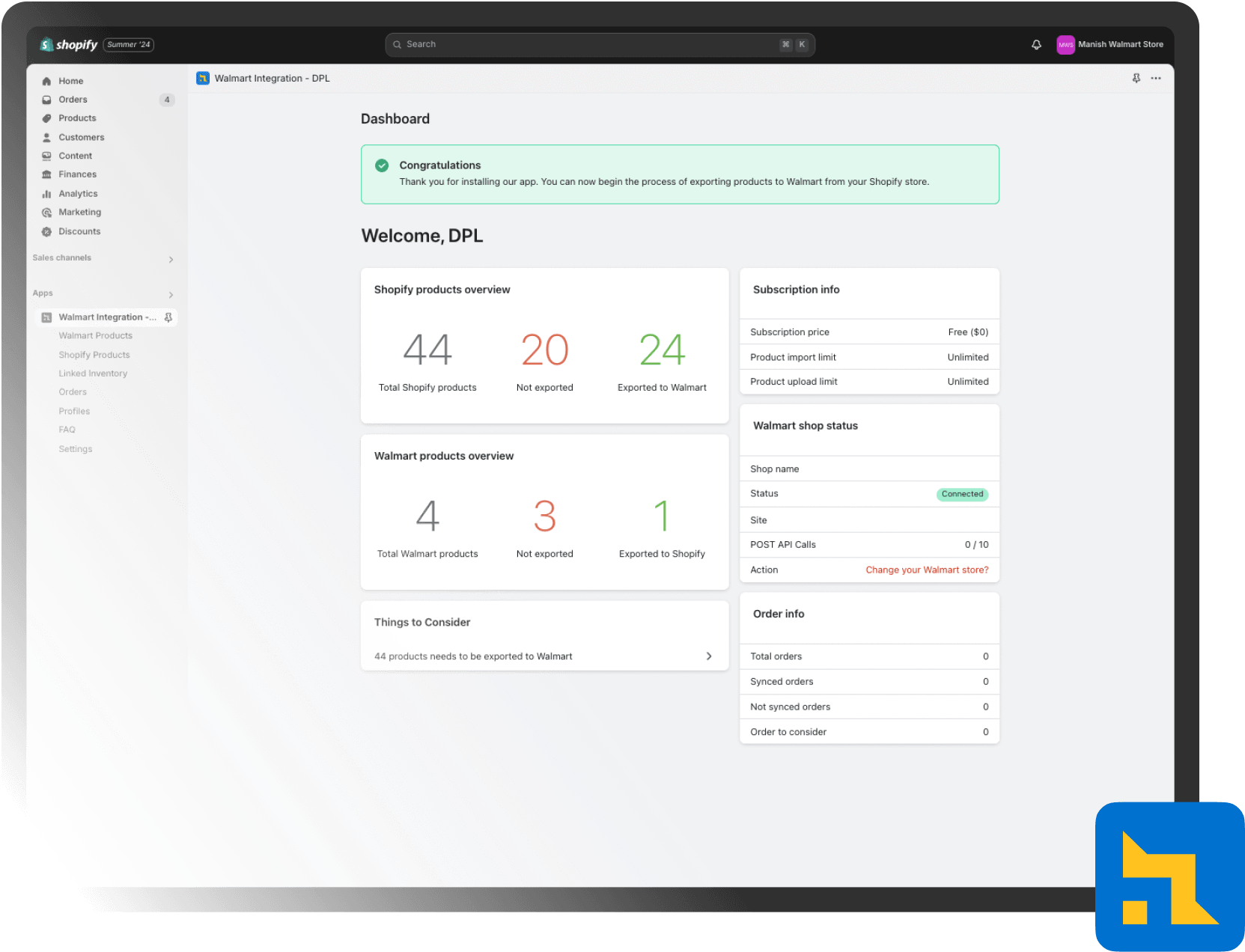 walmart shopify Integration